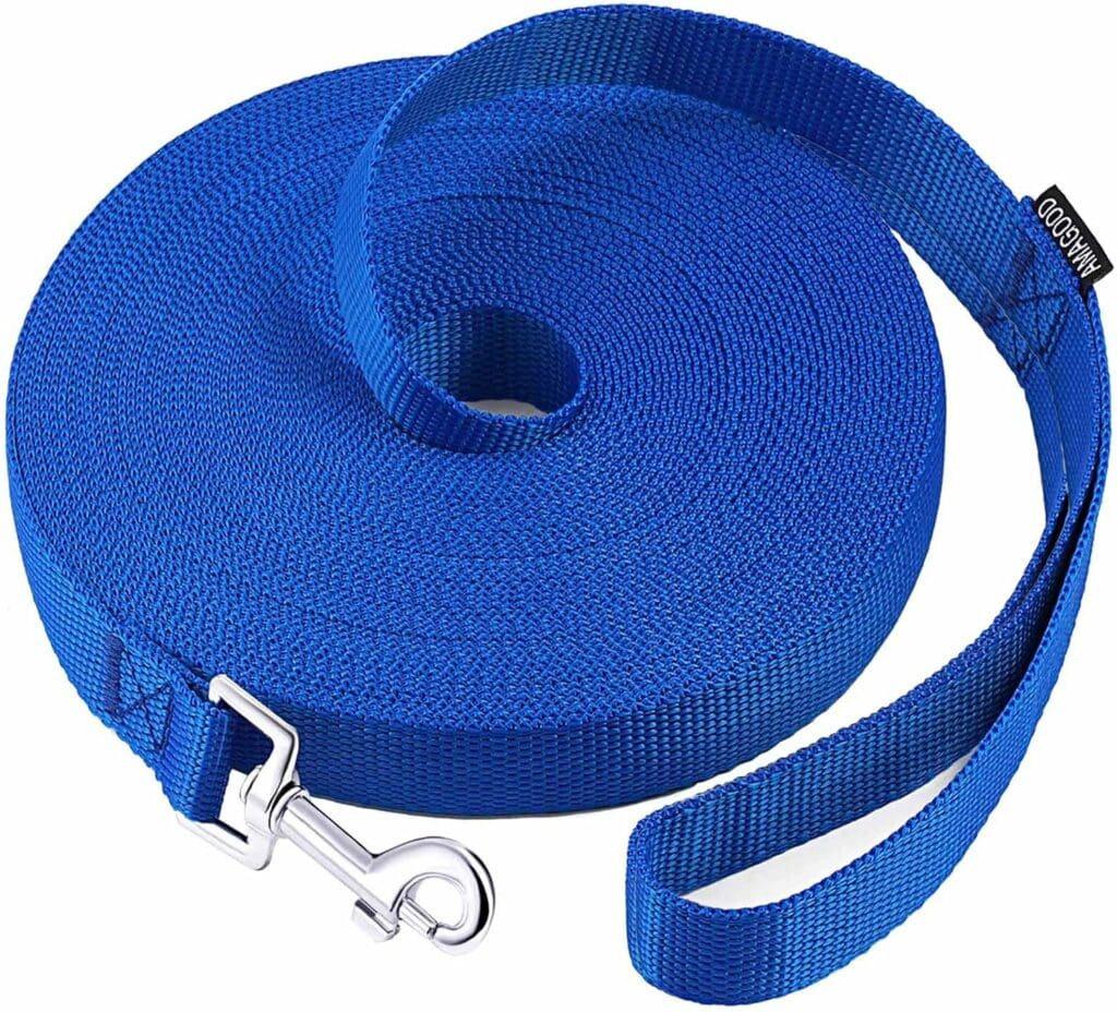 AmaGood Puppy/Dog Leashes Obedience Recall Training Agility Leads-15 ft 20 ft 30 ft 50 ft Long Dog Leashes-for Dogs Training,Play,Safety,Camping (15 feet, Blue)