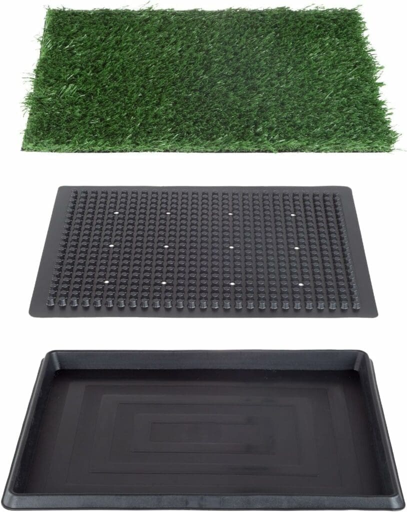 Artificial Grass Puppy Pee Pad for Dogs and Small Pets - 16x20 Reusable 3-Layer Training Potty Pad with Tray - Dog Housebreaking Supplies by PETMAKER