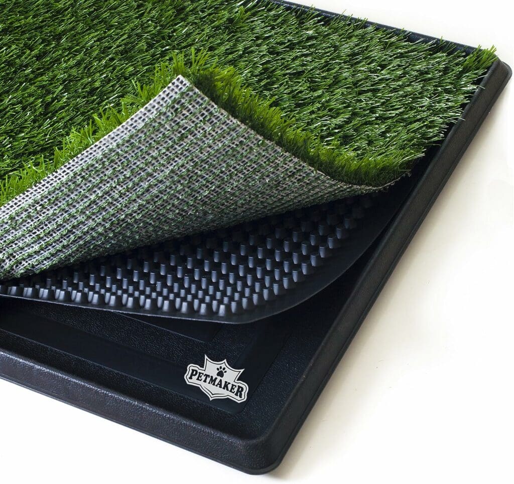 Artificial Grass Puppy Pee Pad for Dogs and Small Pets - 16x20 Reusable 3-Layer Training Potty Pad with Tray - Dog Housebreaking Supplies by PETMAKER