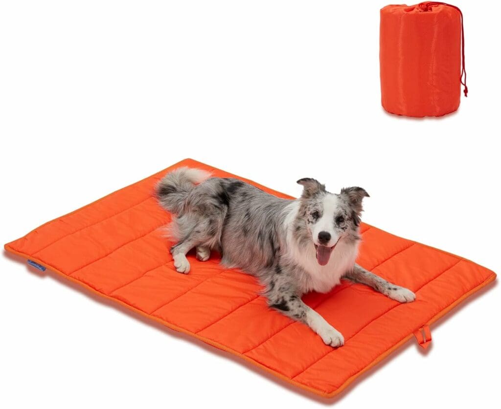 BDEUS 51x35In Large Size Outdoor Dog Bed, Waterproof  Portable Camping Travel Pet Mat, Easy to Clean, Washable Odor Resistant Pet Cooling Pad (Orange)