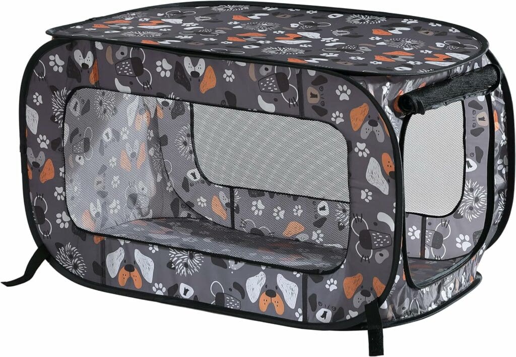 Beatrice Home Fashions Portable, Collapsible, Pop Up Travel Pet Kennel, 40 L x 27 W x 27 H, Black