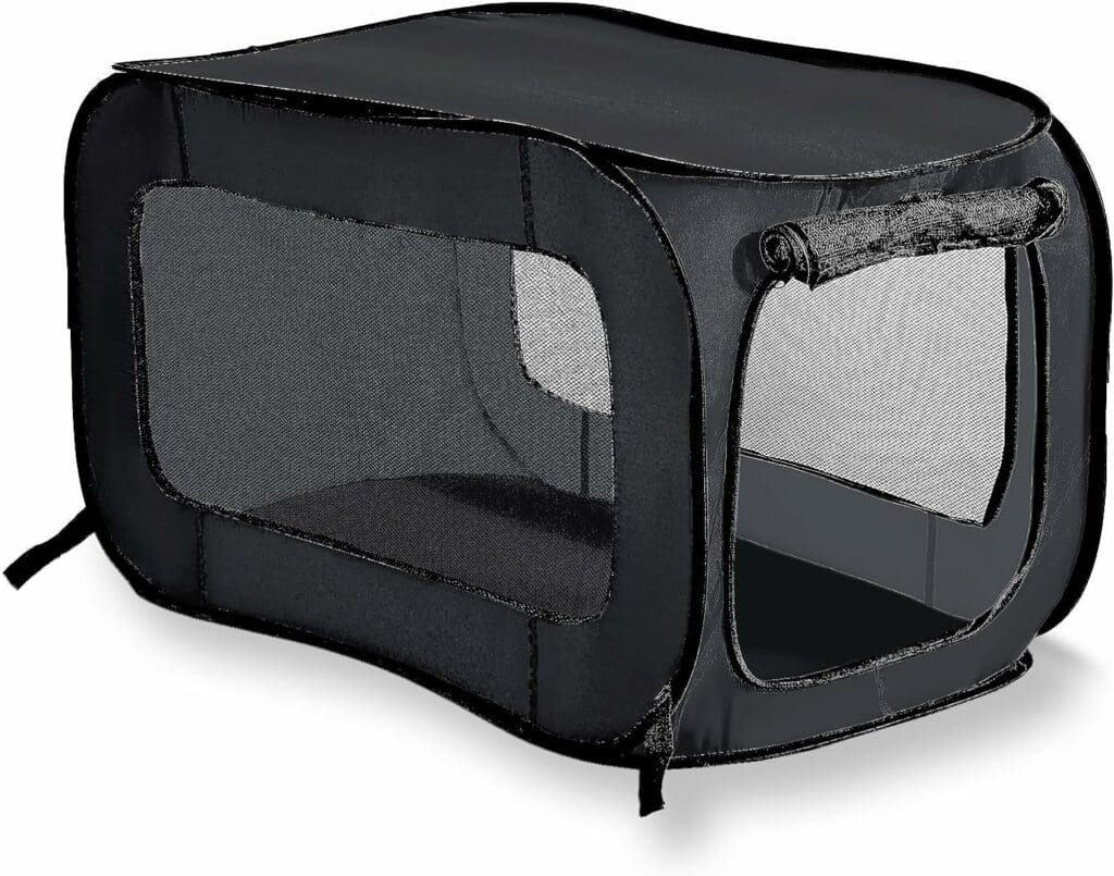 Beatrice Home Fashions Portable, Collapsible, Pop Up Travel Pet Kennel, 40 L x 27 W x 27 H, Black