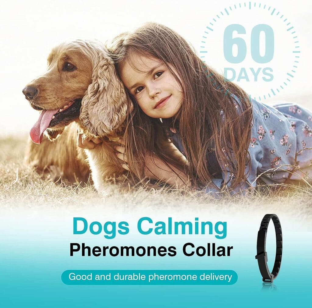 Calming Collar for Dogs 4 Packs Anxiety Relief Dog Pheromone Collar 60 Days Sustained Release Pheromone Separation Anxiety Stress 25 Inches Size Flexible Adjustable Fits All Small, Medium Large Dog