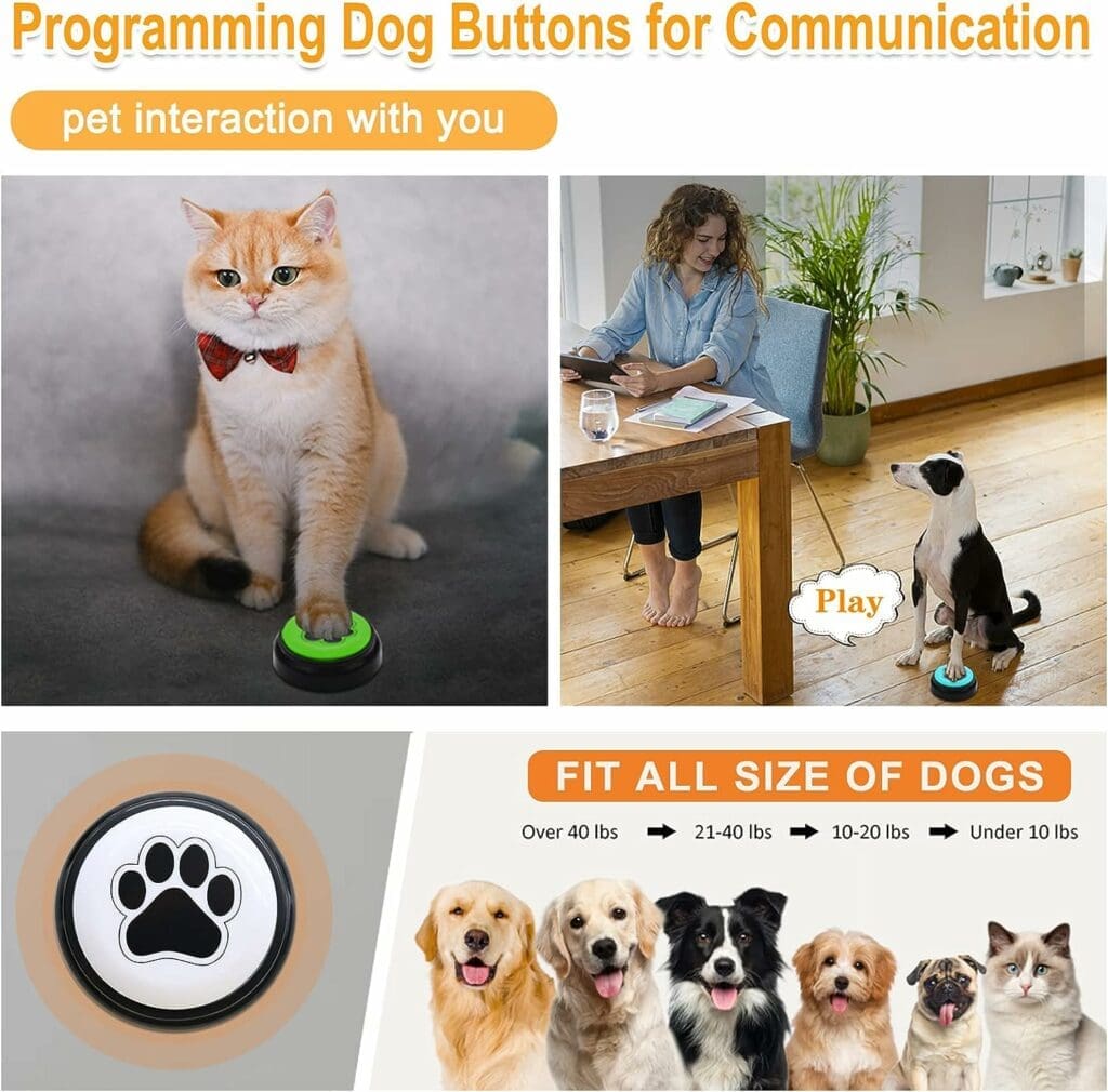 ChunHee Dog Speech Training Buttons Talking Sound Buttons-Recordable Buttons for Dogs-30 Seconds Record Button, Pack of 6 (Battery Included)