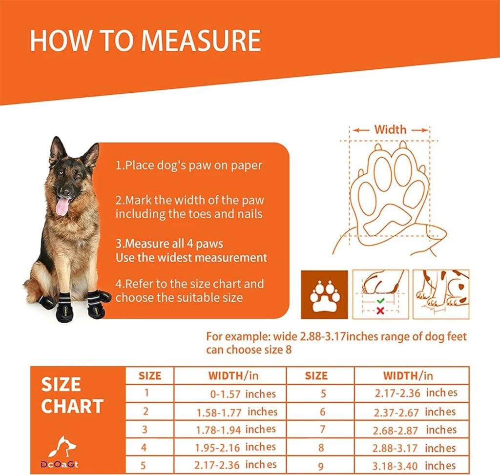 DcOaGt Dog Shoes for Large Dogs, Waterproof Anti-Slip Dog Boots  Paw Protectors for Summer Hot Pavement Winter Snow, Breathable and Reflective Dog Booties for Hiking/Walking/Outdoor/Floor