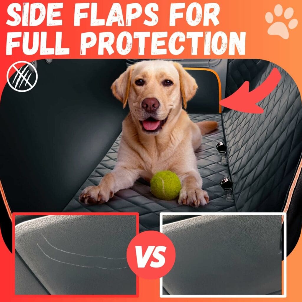 Dog Car Seat Cover for Back Seat for Cars  SUVs - Durable Pet Car Seat Cover Backseat Protector, Nonslip Dog Hammock for Car, Waterproof Scratchproof Rear Seat Cover Against Dirt, Fur, W/Side Flaps