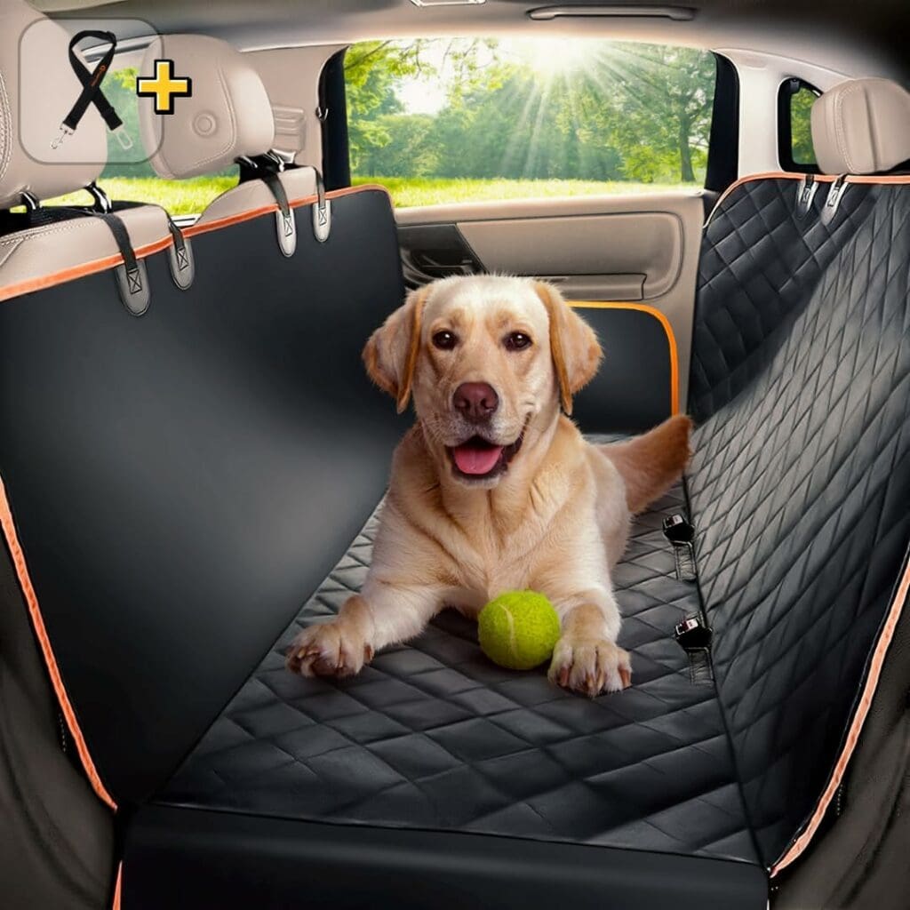 Dog Car Seat Cover for Back Seat for Cars  SUVs - Durable Pet Car Seat Cover Backseat Protector, Nonslip Dog Hammock for Car, Waterproof Scratchproof Rear Seat Cover Against Dirt, Fur, W/Side Flaps