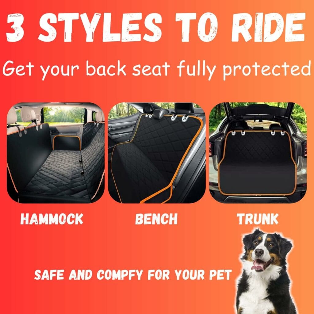 Dog Car Seat Cover for Back Seat for Cars  SUVs - Durable Pet Car Seat Cover Backseat Protector, Nonslip Dog Hammock for Car, Waterproof Scratchproof Rear Seat Cover Against Dirt, Fur, W/Side Flaps