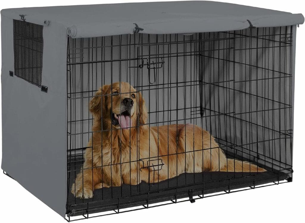 Explore Land 48 inches Dog Crate Cover - Durable Polyester Pet Kennel Cover Universal Fit for Wire Dog Crate (Gray)