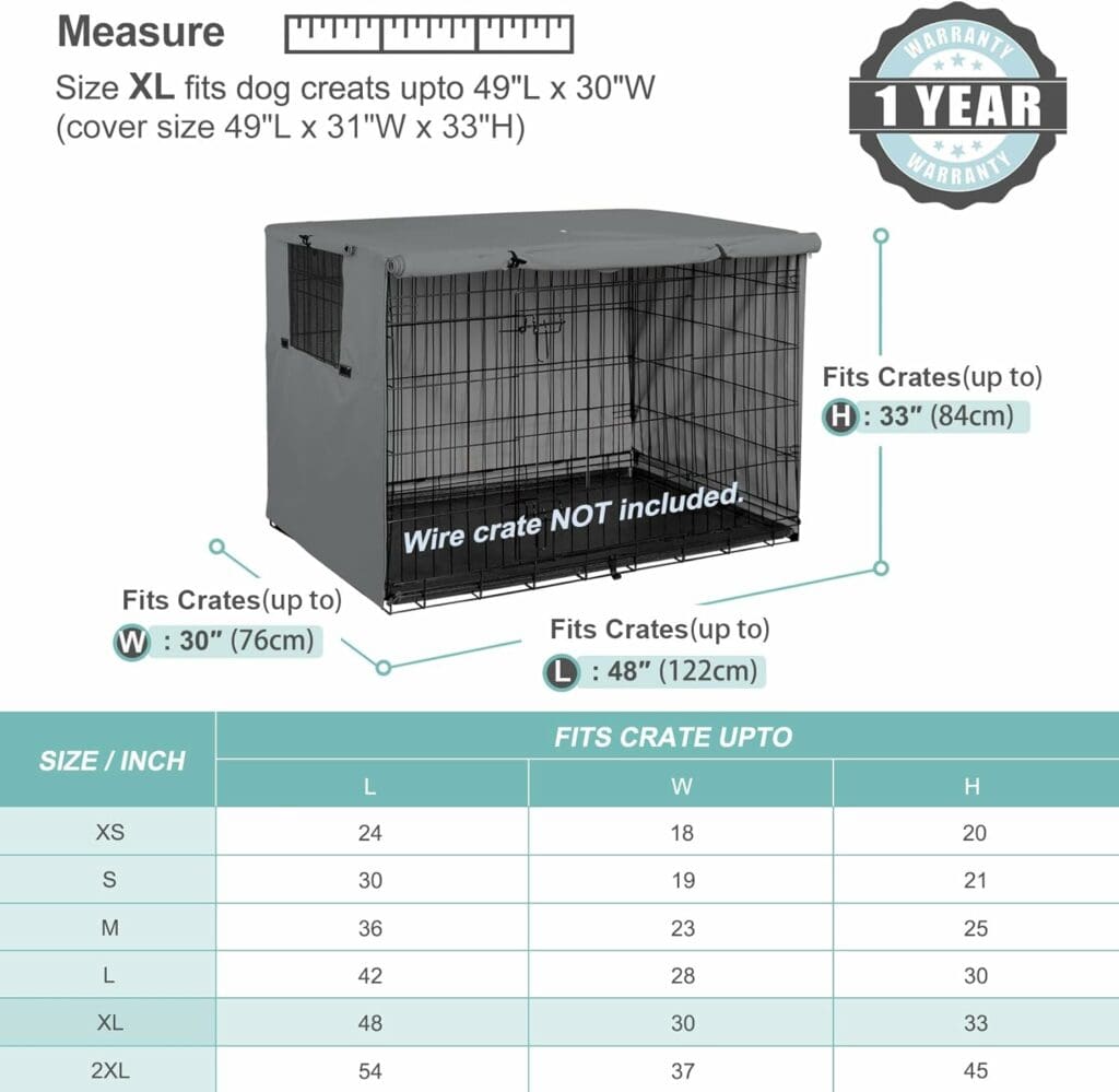 Explore Land 48 inches Dog Crate Cover - Durable Polyester Pet Kennel Cover Universal Fit for Wire Dog Crate (Gray)