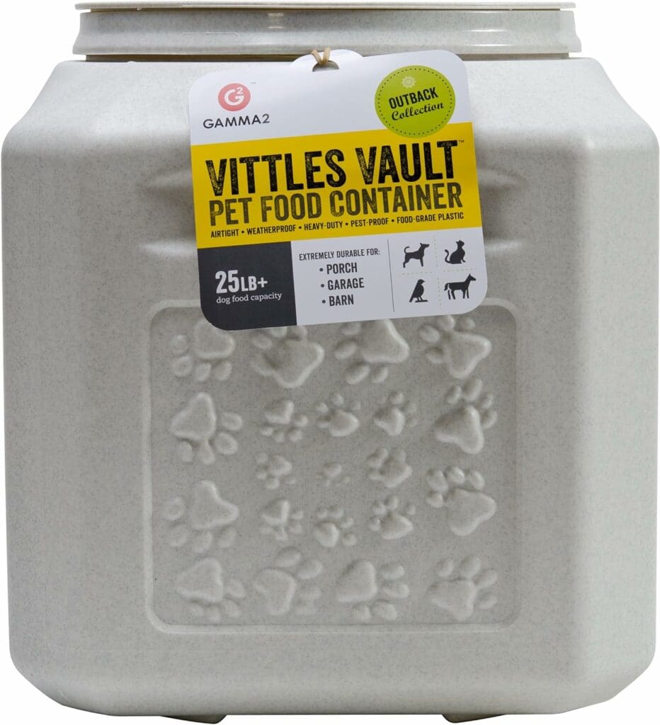 Gamma2 Vittles Vault Dog Food Storage Container, Up To 25 Pounds Dry Pet Food Storage,Grey