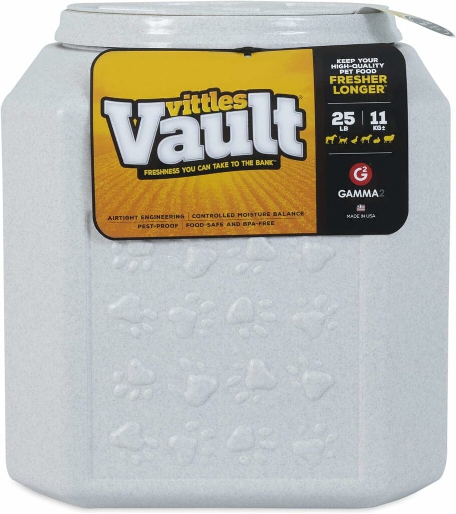 Gamma2 Vittles Vault Dog Food Storage Container, Up To 25 Pounds Dry Pet Food Storage,Grey