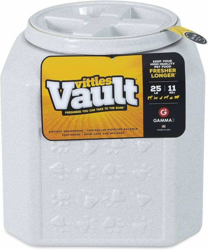 Gamma2 Vittles Vault Dog Food Storage Container, Up To 25 Pounds Dry Pet Food Storage,Grey