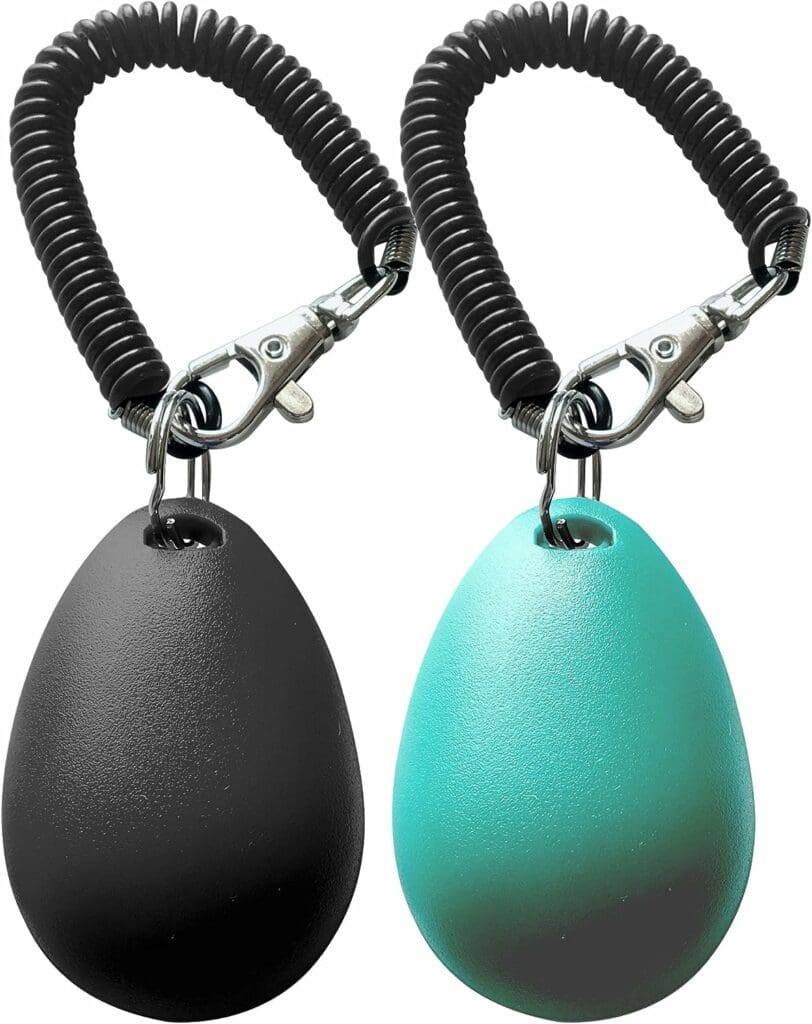 HoAoOo Pet Training Clicker with Wrist Strap - Dog Training Clickers (New Black + Blue)