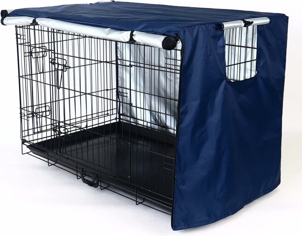 kefit Durable Dog Crate Cover-Double Door, Pet Kennel Cover Waterproof Anti-UV Dog Cage Cover Fit for 36-48 inches Crate