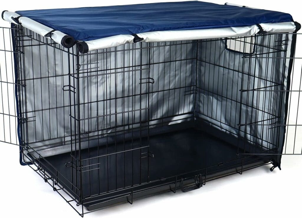 kefit Durable Dog Crate Cover-Double Door, Pet Kennel Cover Waterproof Anti-UV Dog Cage Cover Fit for 36-48 inches Crate