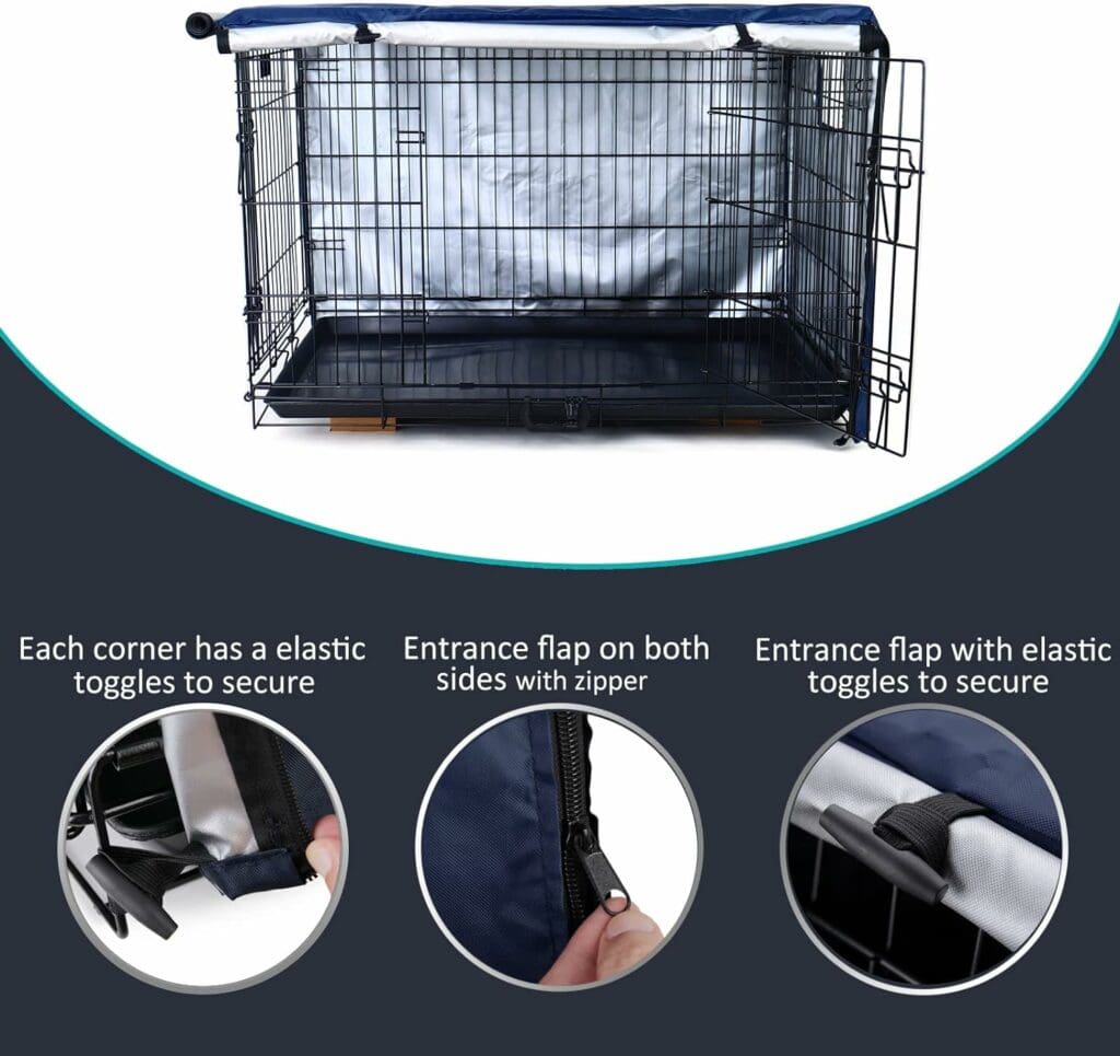 kefit Durable Dog Crate Cover-Double Door, Pet Kennel Cover Waterproof Anti-UV Dog Cage Cover Fit for 36-48 inches Crate