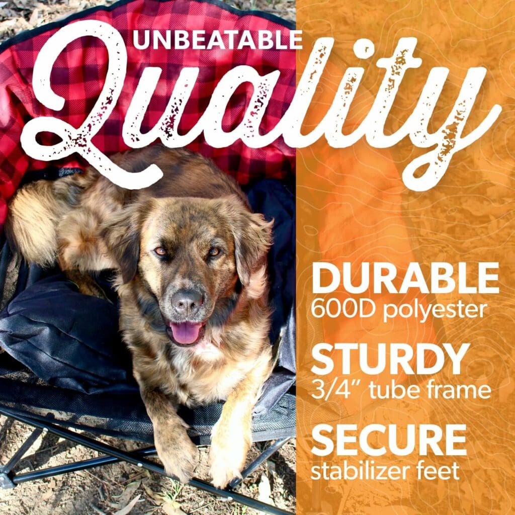 Kuma Outdoor Gear Lazy Bear Dog Bed with Carry Bag, Ultimate Portable Luxury Outdoor Dog Bed for Camping, Glamping Outdoor Adventures (Sierra/Black)