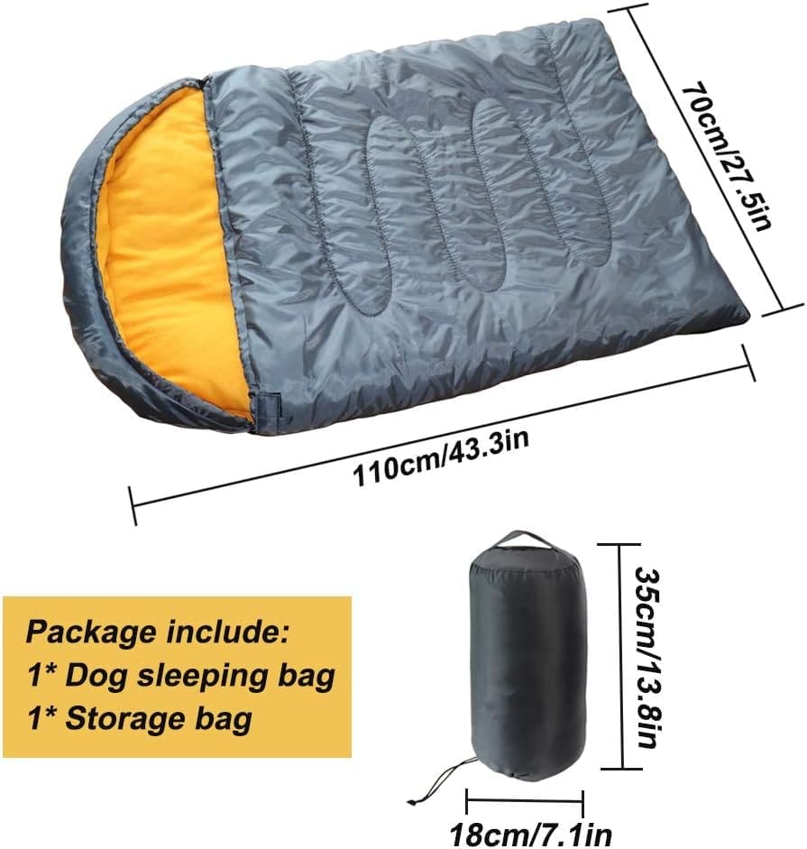 Lifeunion Dog Sleeping Bag with Storage Bag Waterproof Warm Packable Dog Bed for Travel Camping Hiking Backpacking (Grey+Orange)