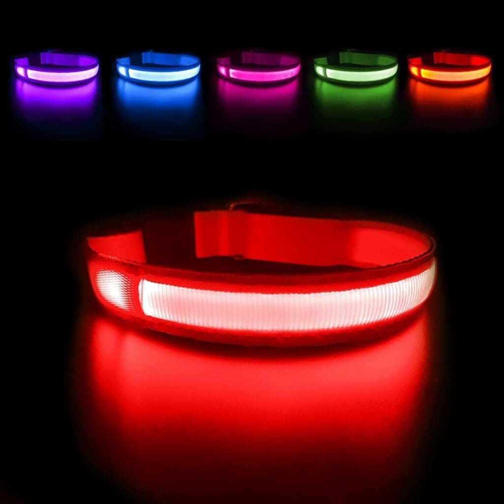 MASBRILL Light Up Dog Collars-LED Dog Collar Rechargeable Waterproof Lighted Dog Collar Night Walking Glow Collar for Small Medium Large Dogs