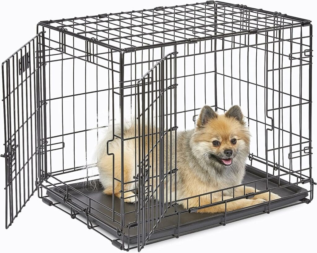 MidWest Homes for Pets Newly Enhanced Single Double Door iCrate Dog Crate, Includes Leak-Proof Pan, Floor Protecting Feet, Divider Panel New Patented Features