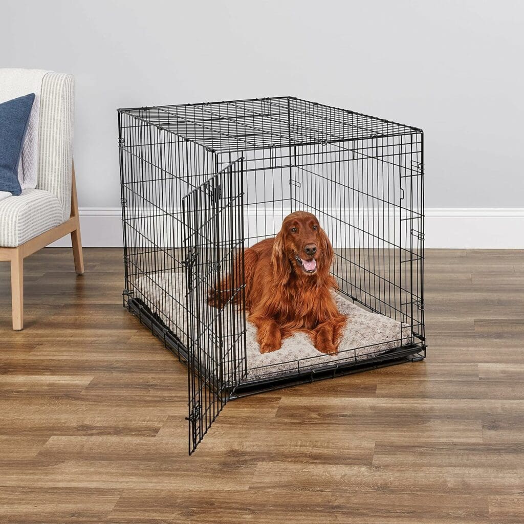 MidWest Homes for Pets Newly Enhanced Single  Double Door iCrate Dog Crate, Includes Leak-Proof Pan, Floor Protecting Feet, Divider Panel  New Patented Features