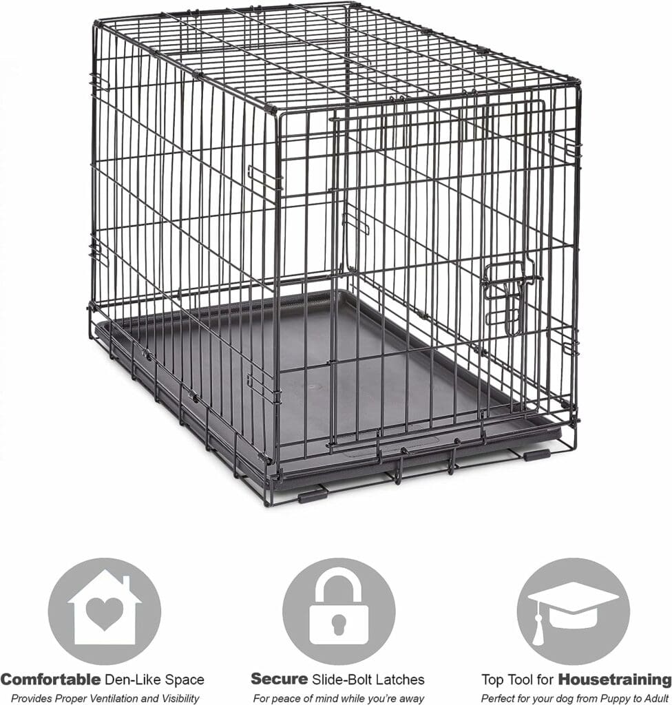 New World Pet Products Newly Enhanced Single  Double Door New World Dog Crate, Includes Leak-Proof Pan, Floor Protecting Feet,  New Patented Features