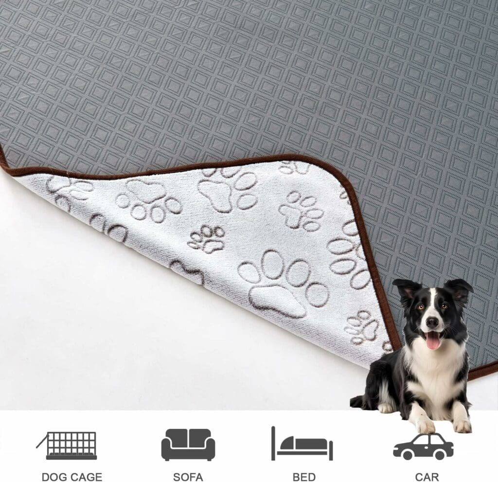 Qeils Dual-Sided Waterproof Dog Blankets for All Season Fuzzy Dog Cover for Couch Cooling Bed Blanket for Medium Dogs, 50x60