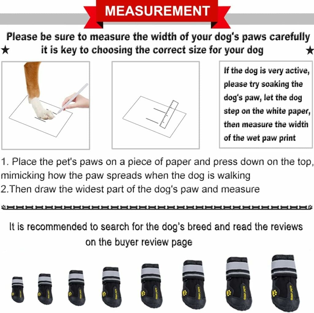 QUMY Dog Shoes for Large Dogs, Medium Dog Boots  Paw Protectors for Winter Snowy Day, Summer Hot Pavement, Waterproof in Rainy Weather, Outdoor Walking, Indoor Hardfloors Anti Slip Sole Black Size 7