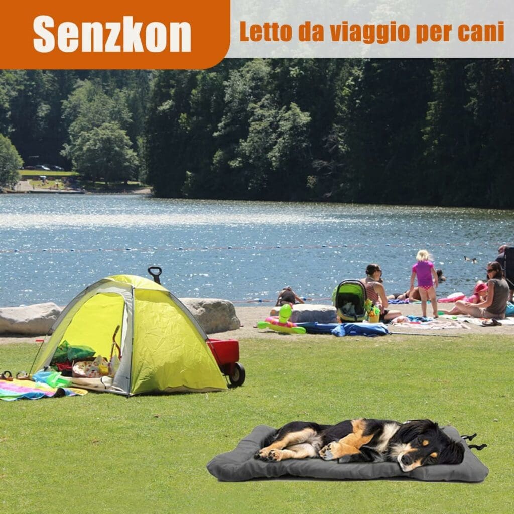 Senzkon Outdoor Dog Bed, 35x24 Portable Camping Travel Dog Bed, Soft, Comfortable, Waterproof, Non-Slip, Machine Washable Easy to Clean Pet Mat for Small, Medium and Large Dog and Cat.