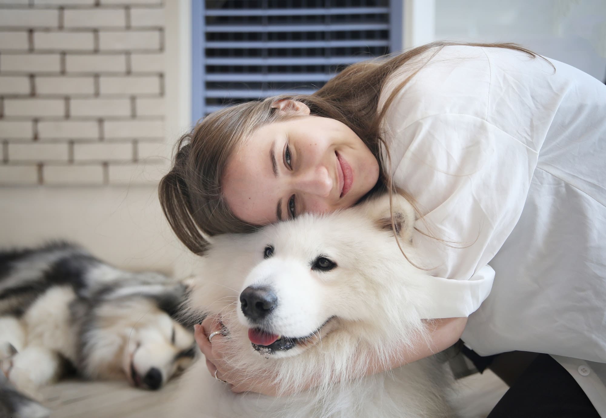 woman and dog