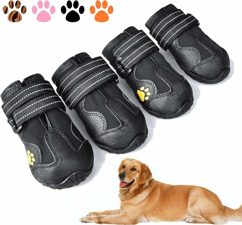 XSYG Dog Boots,Waterproof Dog Shoes,Dog Booties with Reflective Rugged Anti-Slip Sole and Skid-Proof,Outdoor Dog Shoes for Medium Dogs 4Pcs-Size8