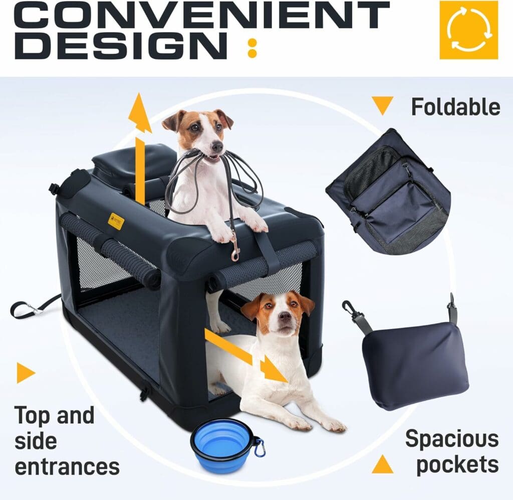 PetProved Collapsible Dog Crate Travel Dog Crate Portable Dog Kennel Pop Up Dog Crate for Large Dogs Large Car Folding Dog Crate Travel Kennel